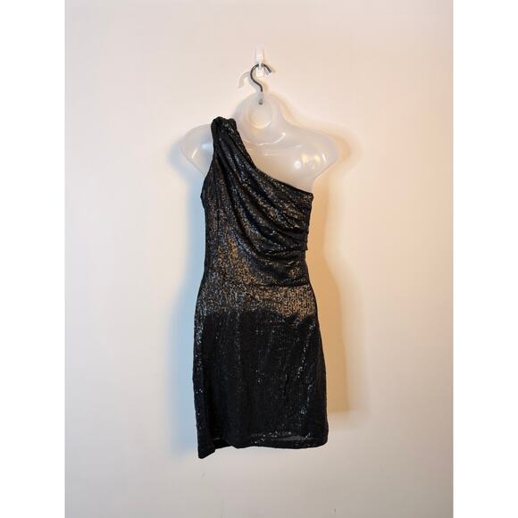 AllSaints Cassis One-Shoulder Sequin Cocktail Dress Black Size 2 NWT - Picture 4 of 12